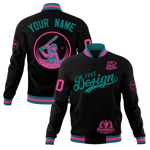 Custom Black Teal Pink Classic Style Full-Snap Breathable Jacket| KXKSHOP