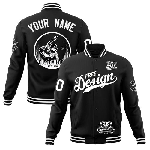 Custom Black White Classic Style Full-Snap Breathable Jacket| KXKSHOP