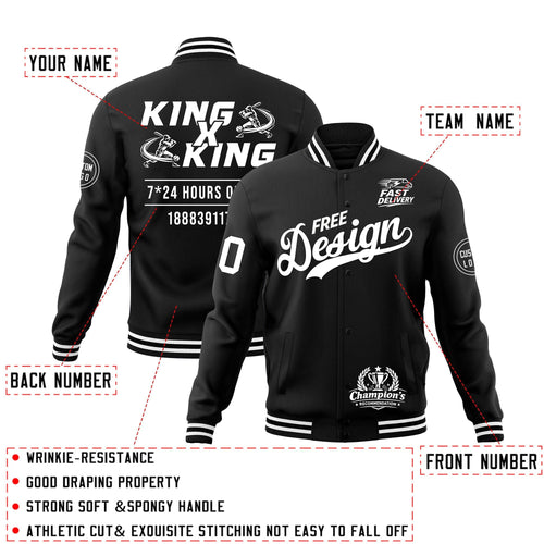 Custom Black White Classic Style Full-Snap Wrinkle-Resistant Jacket| KXKSHOP