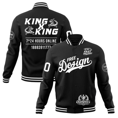 Custom Black White Classic Style Full-Snap Wrinkle-Resistant Jacket| KXKSHOP