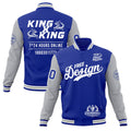 Custom Royal Blue White Gray Classic Style Full-Snap Wrinkle-Resistant Jacket| KXKSHOP