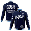 Custom Navy Light Blue White Classic Style Full-Snap Wrinkle-Resistant Jacket| KXKSHOP