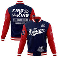 Custom Navy Red White Classic Style Full-Snap Wrinkle-Resistant Jacket| KXKSHOP