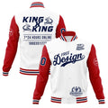 Custom White Red Navy Classic Style Full-Snap Wrinkle-Resistant Jacket| KXKSHOP