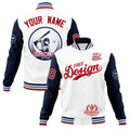 Custom White Navy Light Blue Classic Style Full-Snap Breathable Jacket| KXKSHOP