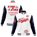 Custom White Navy Light Blue Classic Style Full-Snap Wrinkle-Resistant Jacket| KXKSHOP