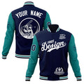 Custom Navy White Teal Classic Style Full-Snap Breathable Jacket| KXKSHOP