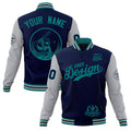 Custom Navy Teal Gray Classic Style Full-Snap Breathable Jacket| KXKSHOP