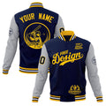 Custom Navy Gold White Classic Style Full-Snap Breathable Jacket| KXKSHOP