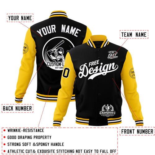 Custom Black Gold White Classic Style Full-Snap Breathable Jacket| KXKSHOP
