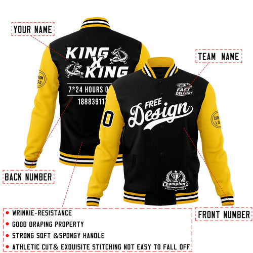 Custom Black Gold White Classic Style Full-Snap Wrinkle-Resistant Jacket| KXKSHOP