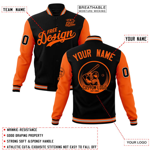 Custom Black Orange Gray Classic Style Full-Snap Breathable Jacket| KXKSHOP
