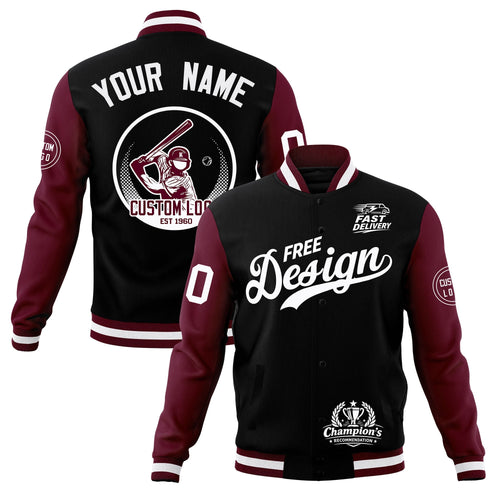 Custom Black Burgundy White Classic Style Full-Snap Breathable Jacket| KXKSHOP