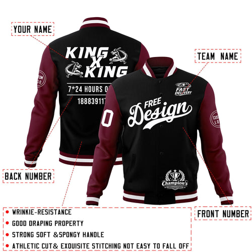 Custom Black Burgundy White Classic Style Full-Snap Wrinkle-Resistant Jacket| KXKSHOP