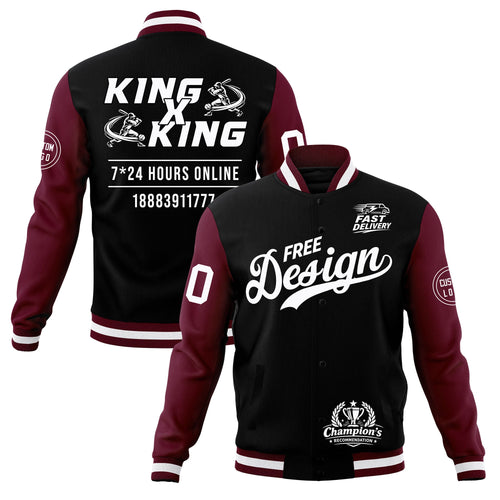 Custom Black Burgundy White Classic Style Full-Snap Wrinkle-Resistant Jacket| KXKSHOP