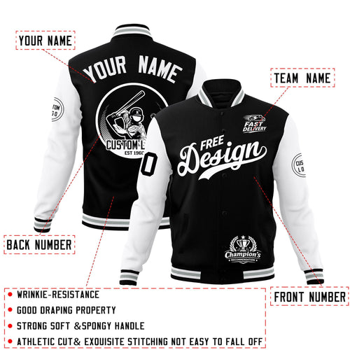 Custom Black White Gray Classic Style Full-Snap Breathable Jacket| KXKSHOP
