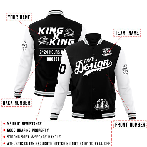 Custom Black White Gray Classic Style Full-Snap Wrinkle-Resistant Jacket| KXKSHOP