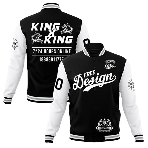 Custom Black White Gray Classic Style Full-Snap Wrinkle-Resistant Jacket| KXKSHOP