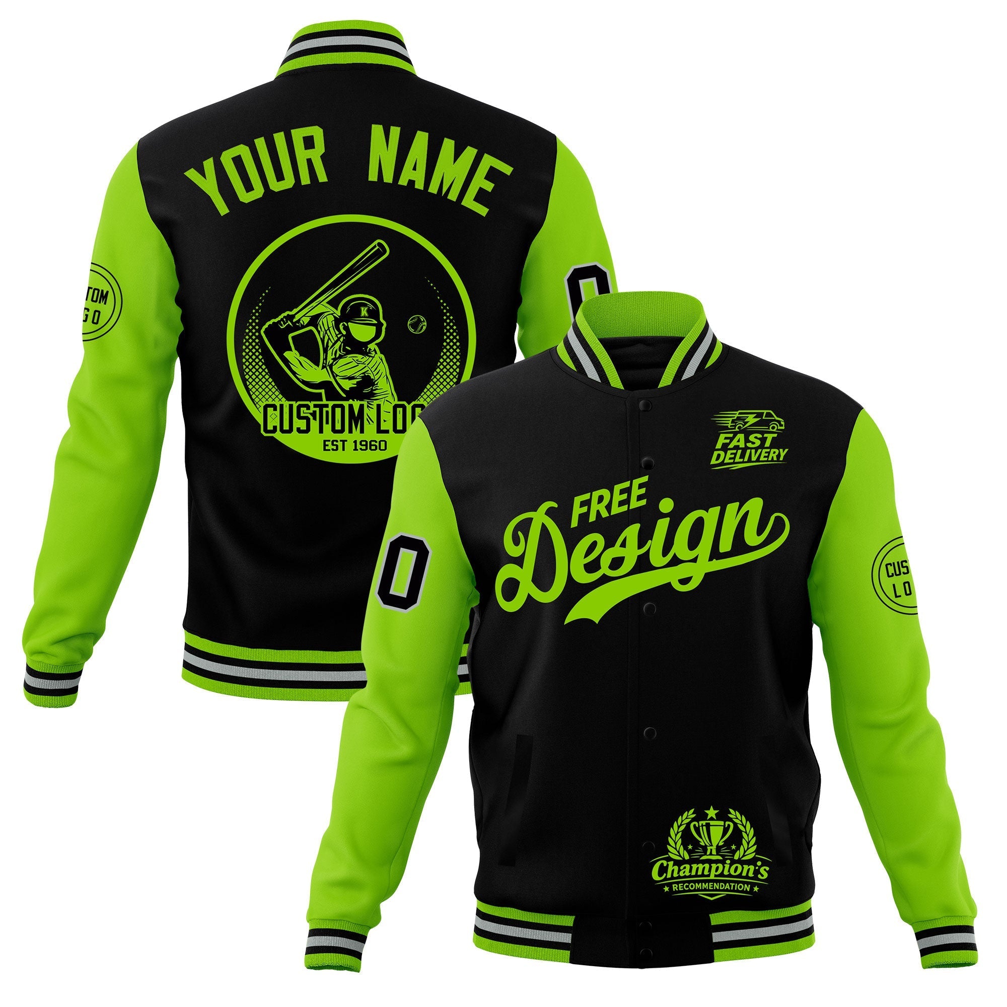 Custom Black Green Gray Classic Style Full-Snap Breathable Jacket| KXKSHOP