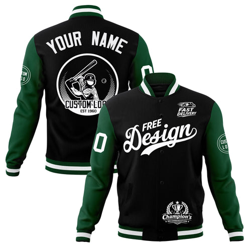 Custom Black Green White Classic Style Full-Snap Breathable Jacket| KXKSHOP