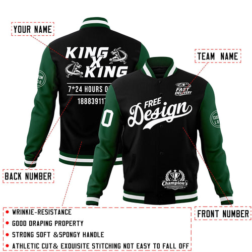 Custom Black Green White Classic Style Full-Snap Wrinkle-Resistant Jacket| KXKSHOP