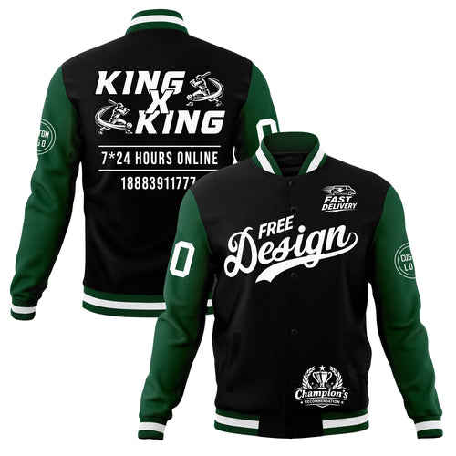 Custom Black Green White Classic Style Full-Snap Wrinkle-Resistant Jacket| KXKSHOP