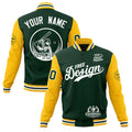 Custom Green Gold White Classic Style Full-Snap Breathable Jacket| KXKSHOP