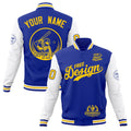 Custom Royal Blue White Gold Classic Style Full-Snap Breathable Jacket| KXKSHOP