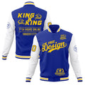 Custom Royal Blue White Gold Classic Style Full-Snap Wrinkle-Resistant Jacket| KXKSHOP