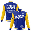 Custom Royal Blue White Gold Classic Style Full-Snap Wrinkle-Resistant Jacket| KXKSHOP