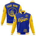 Custom Royal Blue Gold White Classic Style Full-Snap Breathable Jacket| KXKSHOP
