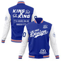 Custom Royal Blue White Red Classic Style Full-Snap Wrinkle-Resistant Jacket| KXKSHOP