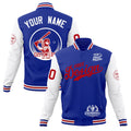 Custom Royal Blue White Red Classic Style Full-Snap Breathable Jacket| KXKSHOP