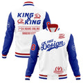 Custom White Red Royal Blue Classic Style Full-Snap Wrinkle-Resistant Jacket| KXKSHOP