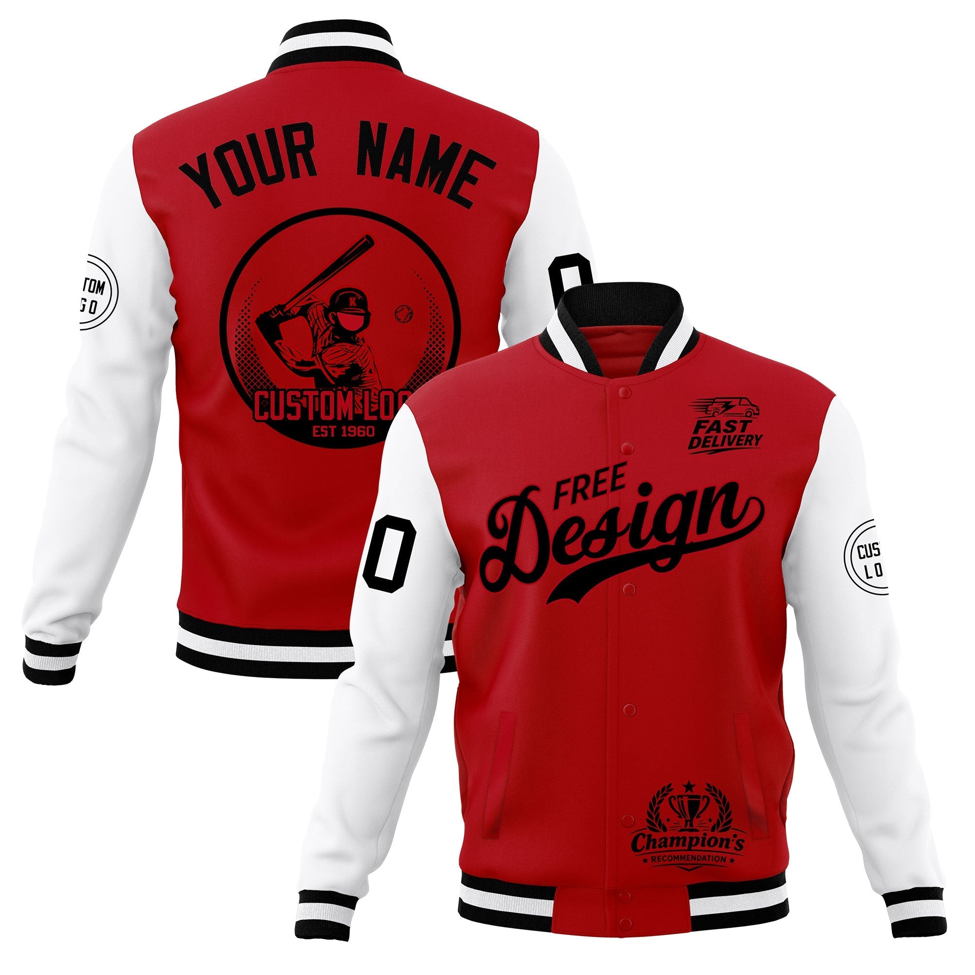 Custom Red Black White Classic Style Full-Snap Breathable Jacket| KXKSHOP