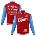 Custom Red White Light Blue Classic Style Full-Snap Wrinkle-Resistant Jacket| KXKSHOP