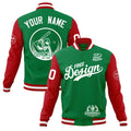 Custom Kelly Green Red White Classic Style Full-Snap Breathable Jacket| KXKSHOP