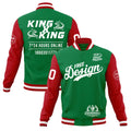 Custom Kelly Green Red White Classic Style Full-Snap Wrinkle-Resistant Jacket| KXKSHOP