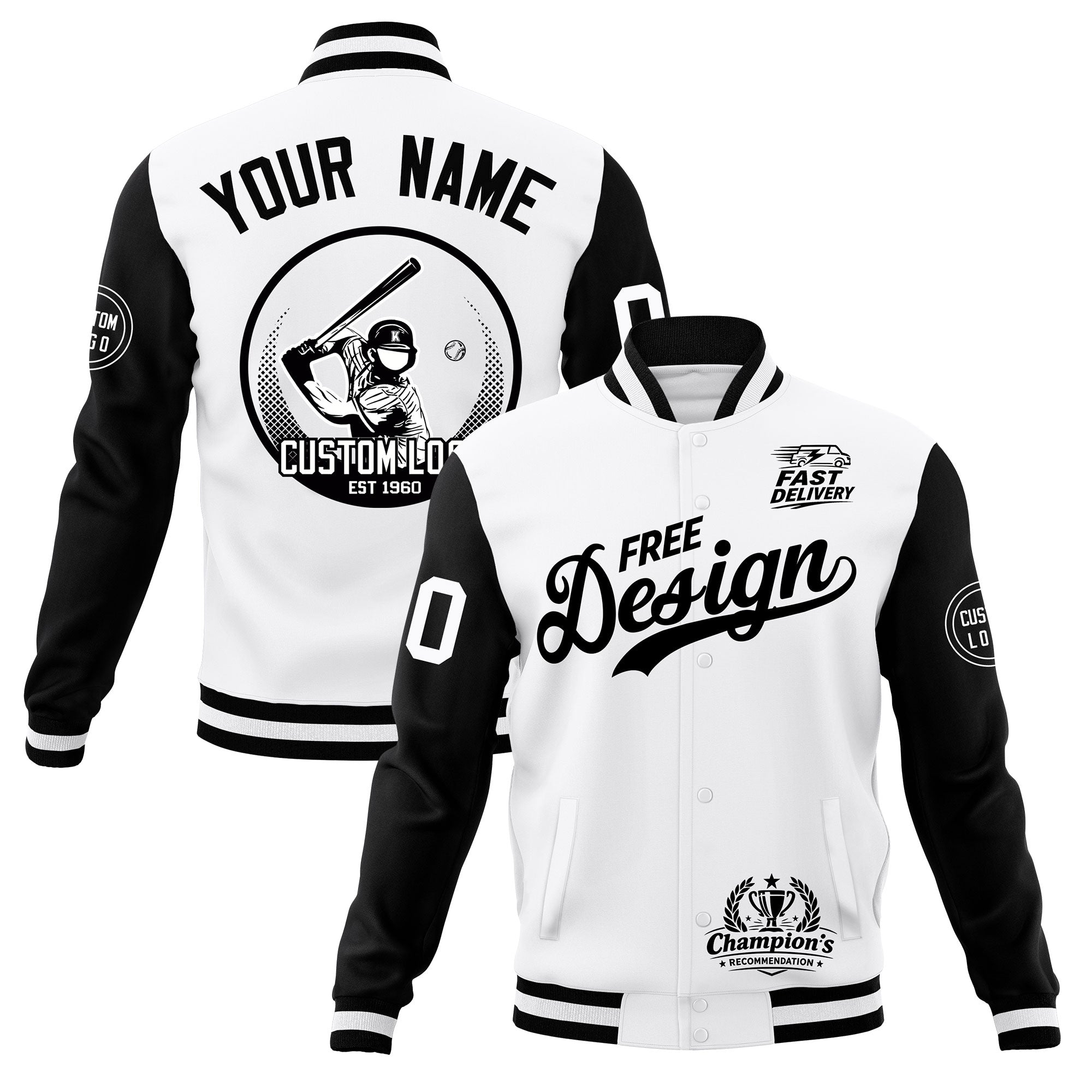 Custom White Black Classic Style Full-Snap Breathable Jacket| KXKSHOP