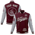 Custom Crimson Gray Classic Style Full-Snap Breathable Jacket| KXKSHOP