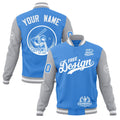 Custom Powder Blue Gray White Classic Style Full-Snap Breathable Jacket| KXKSHOP