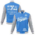 Custom Powder Blue Gray White Classic Style Full-Snap Wrinkle-Resistant Jacket| KXKSHOP