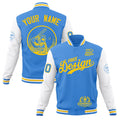 Custom Powder Blue Light Blue White Classic Style Full-Snap Breathable Jacket| KXKSHOP