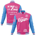 Custom Pink Light Blue White Classic Style Full-Snap Wrinkle-Resistant Jacket| KXKSHOP