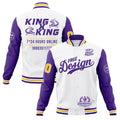 Custom White Purple Gold Classic Style Full-Snap Wrinkle-Resistant Jacket| KXKSHOP