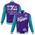 Custom Purple Teal White Classic Style Full-Snap Wrinkle-Resistant Jacket| KXKSHOP