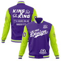 Custom Purple White Neon Green Classic Style Full-Snap Wrinkle-Resistant Jacket| KXKSHOP