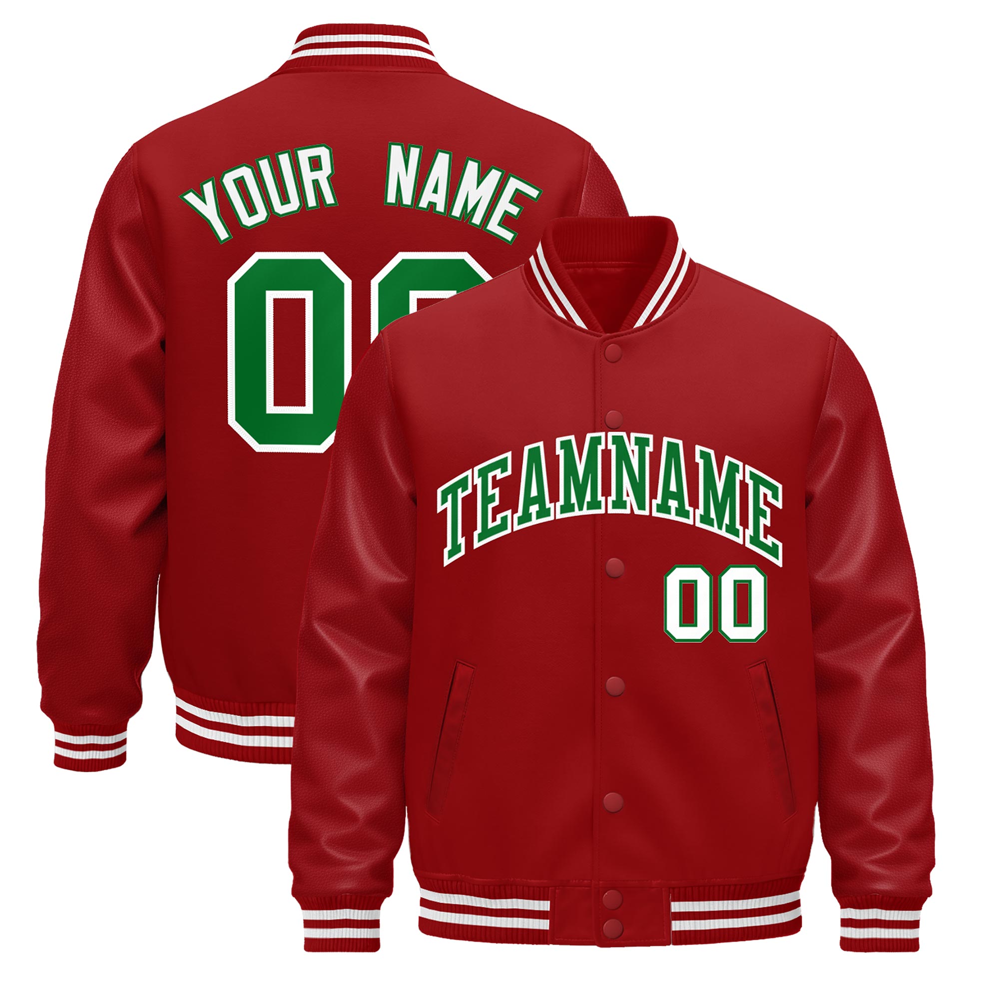 Custom Red White Classic Style Leather Sleeves Wrinkle-Resistant Jacket| KXKSHOP