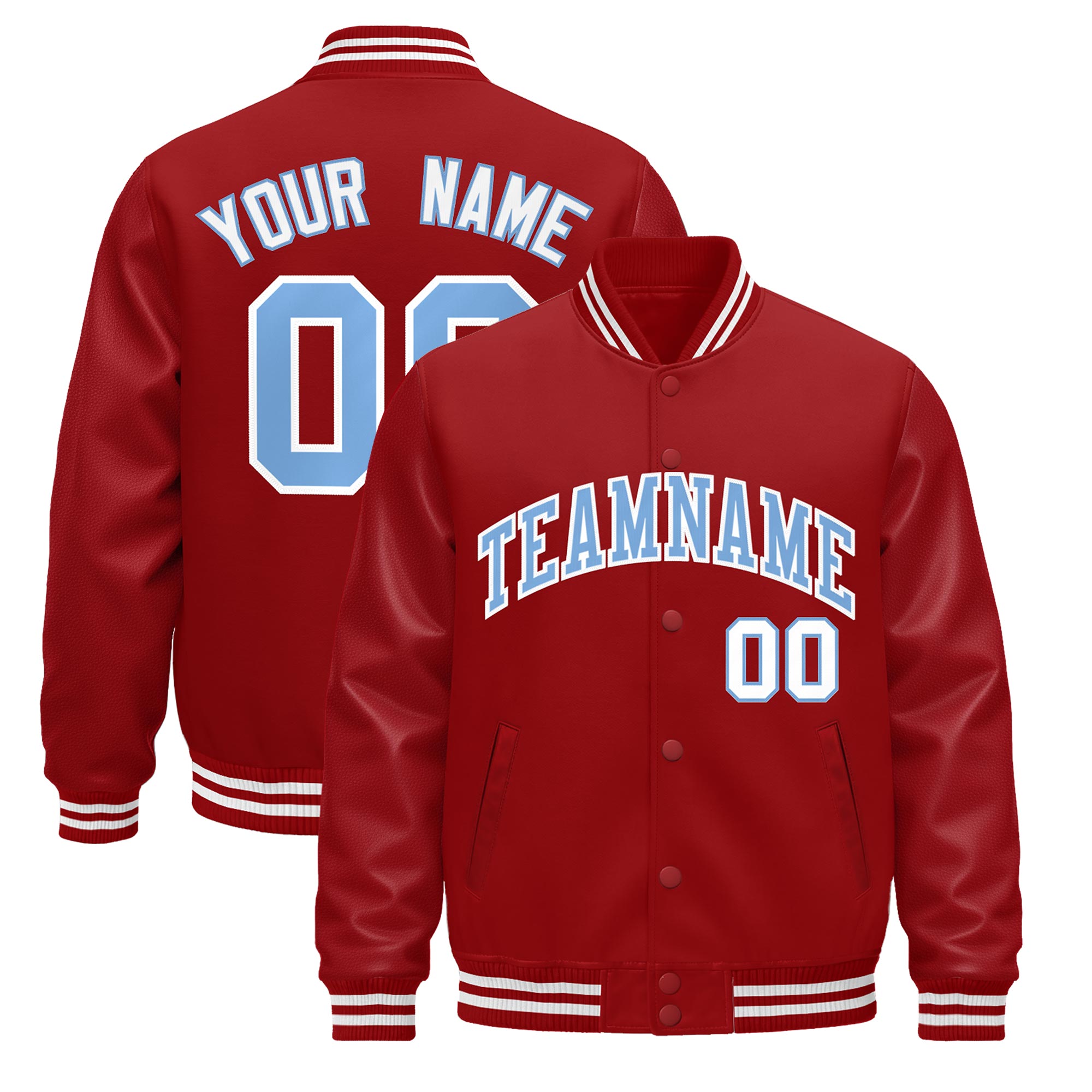 Custom Red White Classic Style Leather Sleeves Wrinkle-Resistant Jacket| KXKSHOP