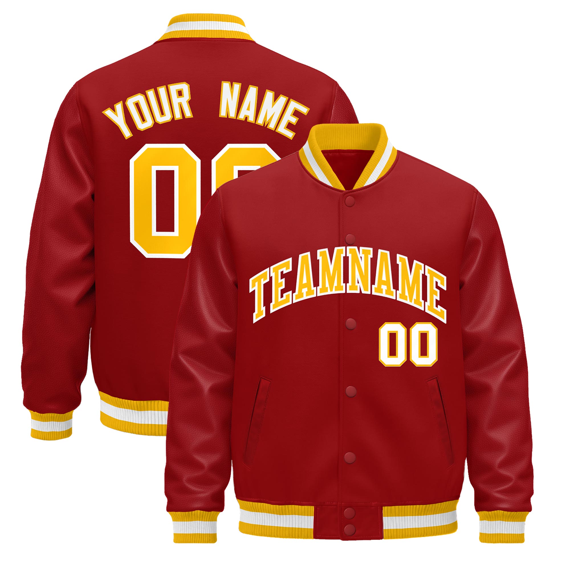 Custom Red White Classic Style Leather Sleeves Wrinkle-Resistant Jacket| KXKSHOP